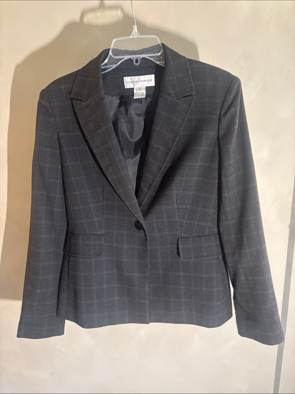 Jones New York Charcoal Windowpane Blazer